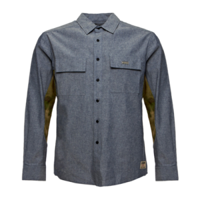 Shirts Crooks & Castles Crooks & Castles Voleur Military Woven LS Lifestyle T-Shirt I1370206-3 Blue