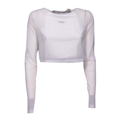 T-Shirts Fila Fila Wmns Magenta Cropped Double Layer LS Lifestyle T-Shirt 687720-M67 White