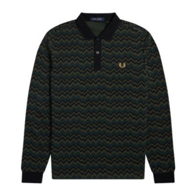 T-Shirts Fred Perry Fred Perry Jacquard LS Polo T-Shirt M4722-Q20 Green