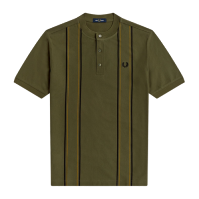Shirts Fred Perry Fred Perry Striped Henley SS Polo T-Shirt M3617-B57 Green