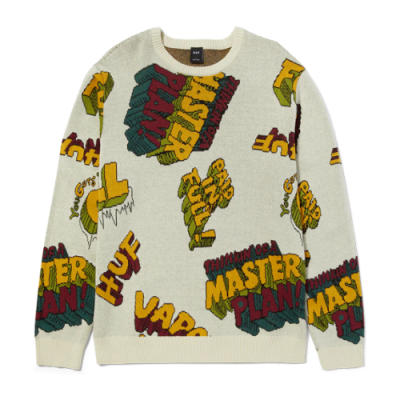 Sweaters Men HUF Paid In Full Crewneck Sweater KN00427-CRM Beige
