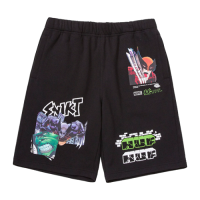 Shorts Men HUF x Marvel Smash Up Fleece Shorts PT00260-BLCK Black