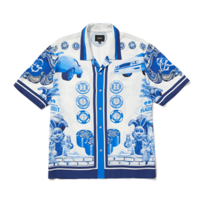 Shirts Huf HUF xFreddie Gibbs Full House Resort Shirt BU00195-WHT Blue