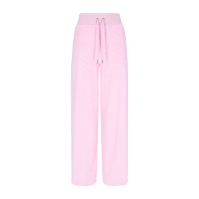 Pants Juicy Couture Juicy Couture Wmns Wide Leg Arched Monogram Luxe Velour Track Pant JCCBJ123814-381 Pink