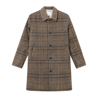 Coats Men Les Deux McKay Check Wool Coat LDM620067-810335 Brown