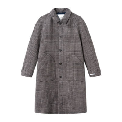 Coats Men Les Deux Michael Houndstooth Wool Coat LDM620047-810100 Black Brown