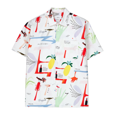 Shirts Makia Makia x Olle Eksell Unisex Olle Shirt U61021-001 White Multicolor