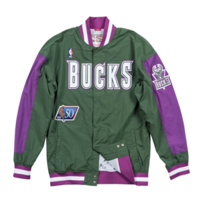 Jackets Men Mitchell & Ness NBA Authentic Milwaukee Bucks 1996-97 Warm Up Jacket 18043-MBUDKGN96 Green