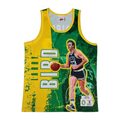 T-Shirts Mitchell & Ness Mitchell & Ness NBA Boston Celtics Larry Bird Player Burst Mesh Basketball Tank Top 5010-BCEYLBIDK-GREN Green