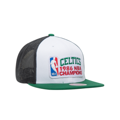 Caps Mitchell & Ness Mitchell & Ness NBA Boston Celtics 86 Champs Trucker Snapback Cap 2989-BCEYYPPP-WHGN White Multicolor