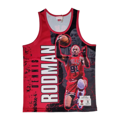 T-Shirts Mitchell & Ness Mitchell & Ness NBA Chicago Bulls Dennis Rodman Player Burst Mesh Basketball Tank Top 5010-CBUYYDRDS-RED Black