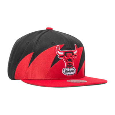 Caps Women Mitchell & Ness NBA Chicago Bulls Sharktooth Snapback Cap 2978-CBUYYPPP-BKRD Black Red