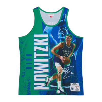 T-Shirts Mitchell & Ness Mitchell & Ness NBA Dallas Mavericks Dirk Nowitzki Player Burst Mesh Basketball Tank Top 5010-DMAYYDNO-NAVY Blue