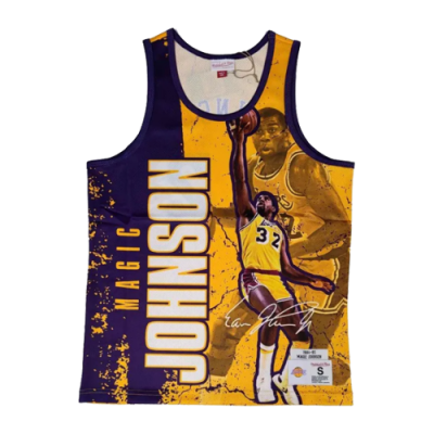T-Shirts Mitchell & Ness Mitchell & Ness NBA Los Angeles Lakers Magic Johnson Player Burst Mesh Basketball Tank Top 5010-LALYYEJH-YELL Yellow