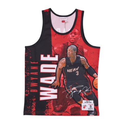 T-Shirts Mitchell & Ness Mitchell & Ness NBA Miami Heat Dwyane Wade Player Burst Mesh Basketball Tank Top 5010-MHEYYDWA-BLCK Red
