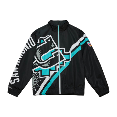 Jackets Demi-season Jackets Mitchell & Ness NBA San Antonio Spurs Exploded Logo Warm Up Jacket 4995-SASYYP-BLCK Black