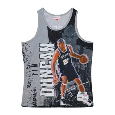 T-Shirts Mitchell & Ness Mitchell & Ness NBA San Antonio Spurs Tim Duncan Player Burst Mesh Basketball Tank Top 5010-SASYYTDU-BLCK Black