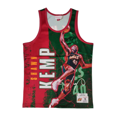 T-Shirts Mitchell & Ness Mitchell & Ness NBA Seattle Supersonics Shawn Kemp Player Burst Mesh Basketball Tank Top 5010-SSUYYSKEDK-GN Green