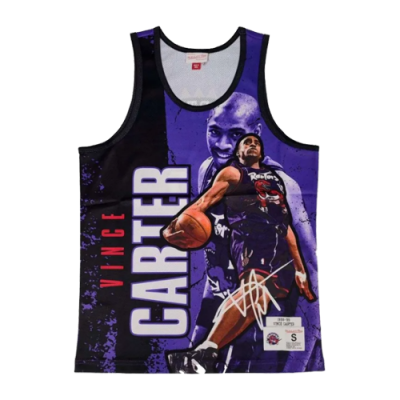 T-Shirts Mitchell & Ness Mitchell & Ness NBA Toronto Raptors Vince Carter Player Burst Mesh Basketball Tank Top 5010-TRAYYVCA-PURP Purple