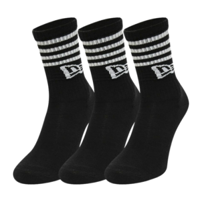 Socks Women New Era Retro Striped Crew Socks (3 Pairs) 13113627 Black