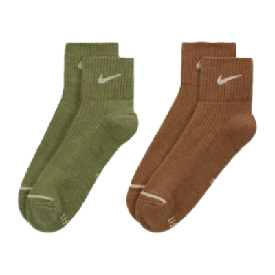 Socks Women Nike Everyday Essentials Cushioned Ankle Socks (2 Pairs) DQ6397-903 Brown Green